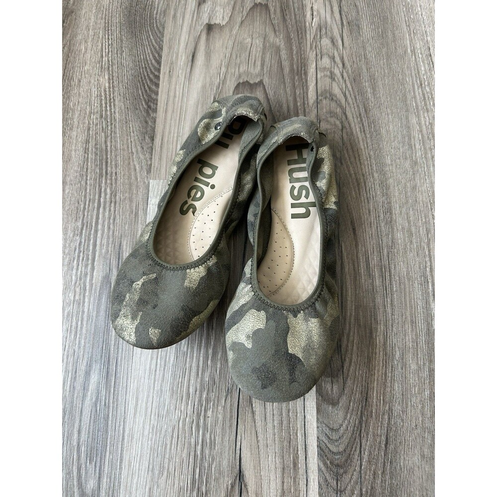 Hush Puppies Chaste Ballet Flat Womens 7.5 Camo Metallic Suede Slip On Shoe